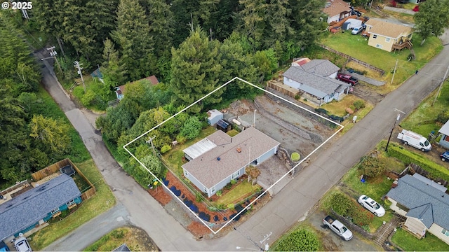 808 E 14th St, Coquille, OR 97423 - aerial overview of property's location with property boundaries highlighted and nearby suburban area