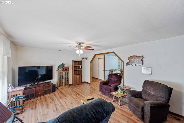 808 E 14th St, Coquille, OR 97423 - living room with wood finished floors and ceiling fan