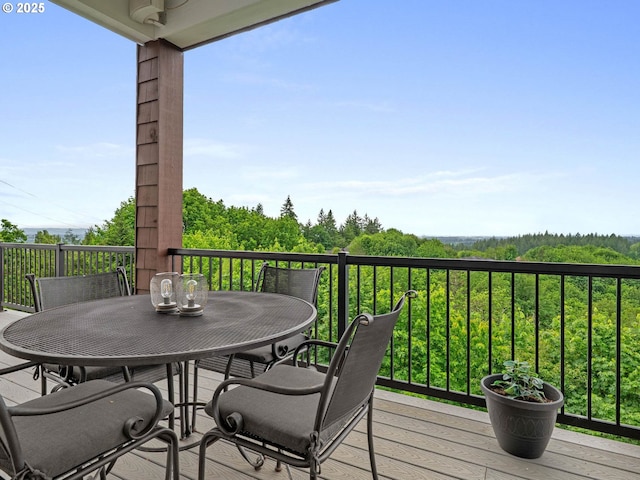 9320 NW Skyview Ct, Portland, OR 97231 - wooden terrace with outdoor dining area