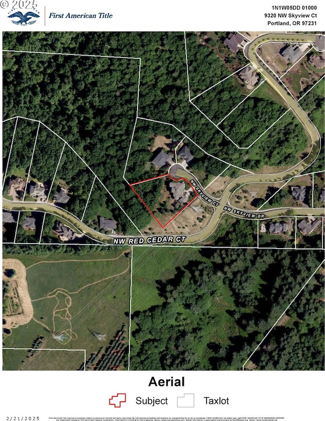 9320 NW Skyview Ct, Portland, OR 97231 - aerial overview of property's location