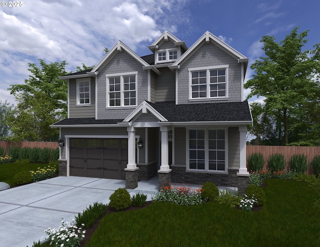 17716 NW Layla Dr Lot 28, Portland, OR 97229 - craftsman-style house with an attached garage, covered porch, concrete driveway, and stone siding