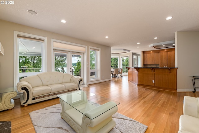 16215 SE Rivershore Dr, Vancouver, WA 98683 - living area with light wood-type flooring, recessed lighting, baseboards, and french doors