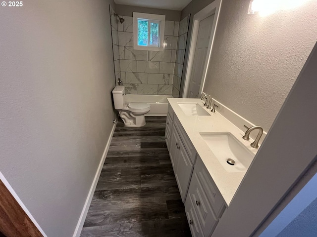 441 NE Johnson St, Myrtle Creek, OR 97457 - full bath featuring wood finished floors, toilet, double vanity,  shower combination, and baseboards