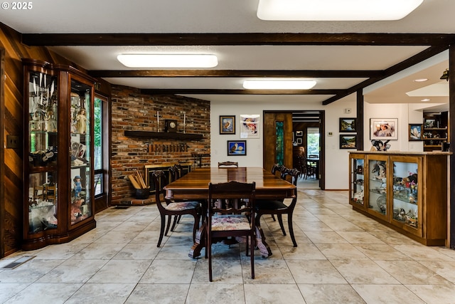 36910 Edgehill Rd, Springfield, OR 97478 - dining room featuring beam ceiling and light tile patterned floors