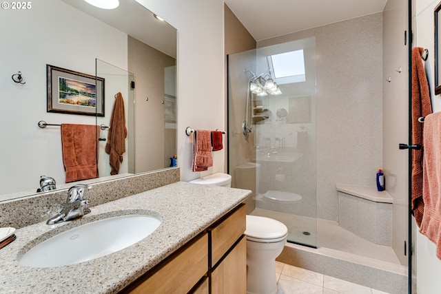 36910 Edgehill Rd, Springfield, OR 97478 - full bathroom featuring a walk in shower, vanity, and tile patterned floors