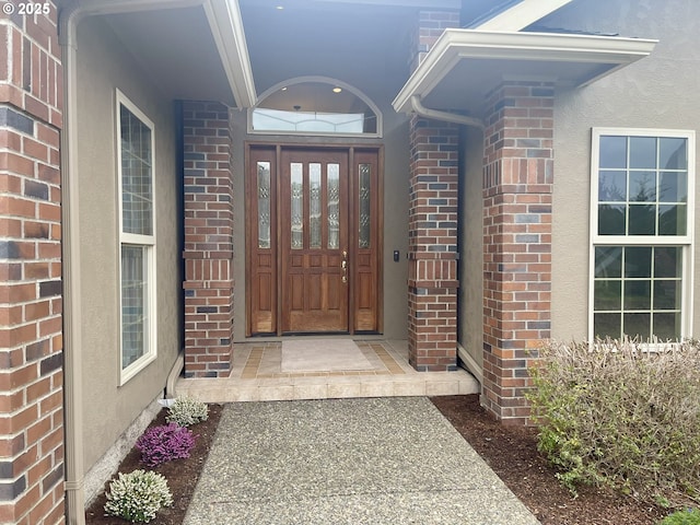 2180 Hayes St, North Bend, OR 97459 - entrance to property with brick siding and stucco siding