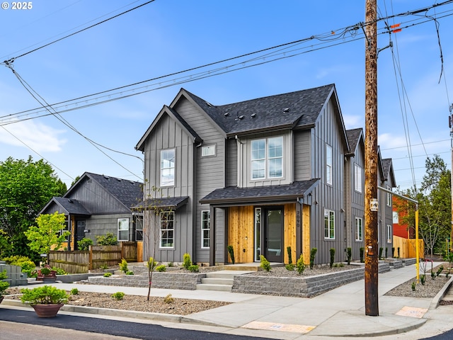 7582 N Alma Ave Unit 4, Portland, OR 97203 - view of front facade featuring board and batten siding and a shingled roof