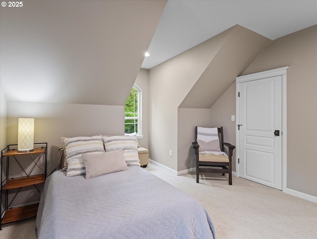 5610 NE Going St, Portland, OR 97218 - bedroom with vaulted ceiling, baseboards, carpet, and recessed lighting