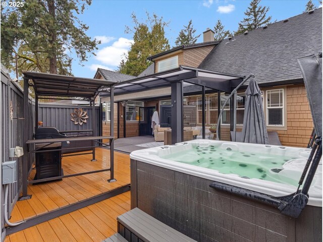 5610 NE Going St, Portland, OR 97218 - deck with a hot tub and a fenced backyard