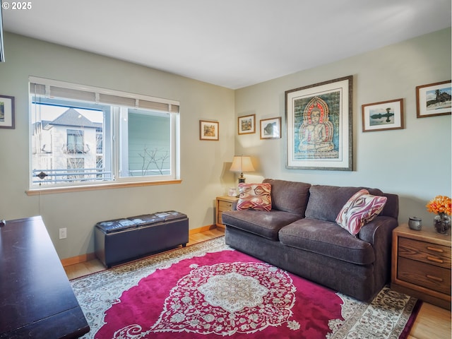 living room with light wood-type flooring