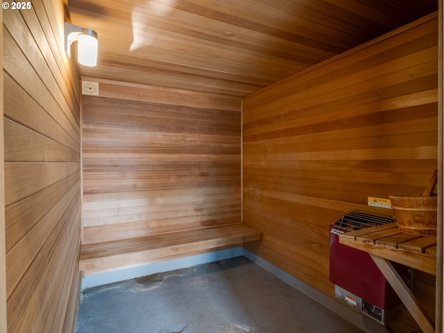 view of sauna / steam room with concrete floors