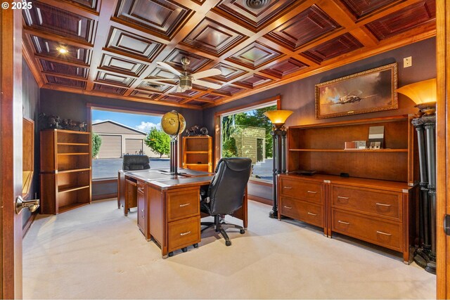 6421 Brooklake Rd, Salem, OR 97305 - home office featuring a ceiling fan and light carpet
