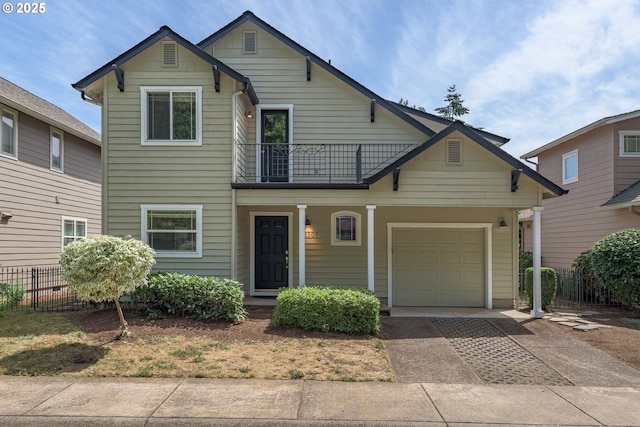 1507 Bogart Ln, Eugene, OR 97401 - view of front of home with driveway, a balcony, and covered porch