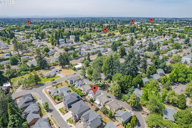 1507 Bogart Ln, Eugene, OR 97401 - aerial perspective of suburban area