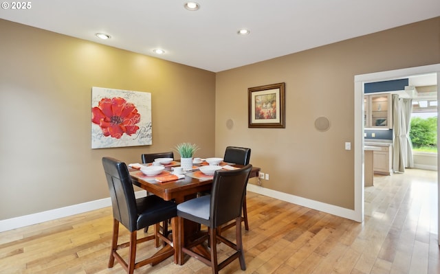 152 Palos Verdes, White Salmon, WA 98672 - dining space featuring baseboards, light wood-style floors, and recessed lighting