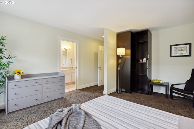 152 Palos Verdes, White Salmon, WA 98672 - bedroom featuring dark colored carpet, baseboards, and ensuite bath