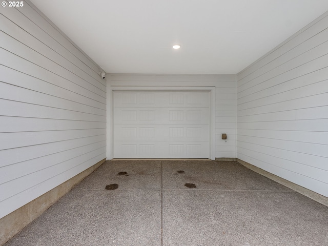 garage with wooden walls