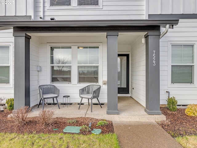 entrance to property with a porch