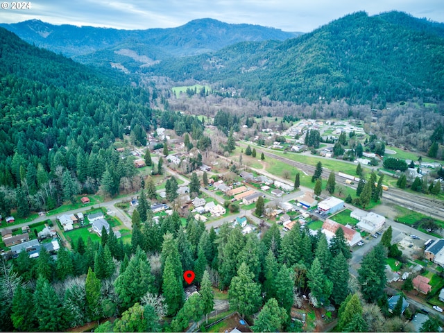 drone / aerial view with a mountain view