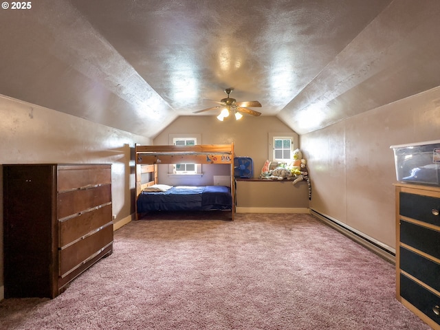 217 N Main St, Halfway, OR 97834 - bedroom featuring vaulted ceiling, carpet, and a ceiling fan