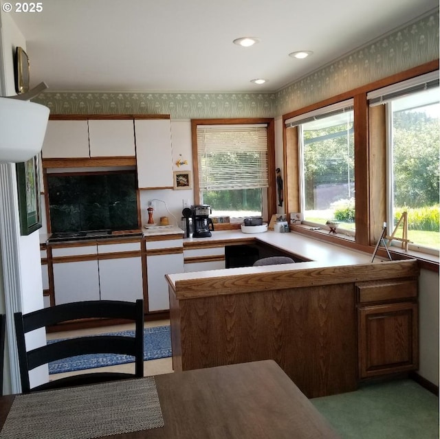 kitchen with white cabinetry and plenty of natural light