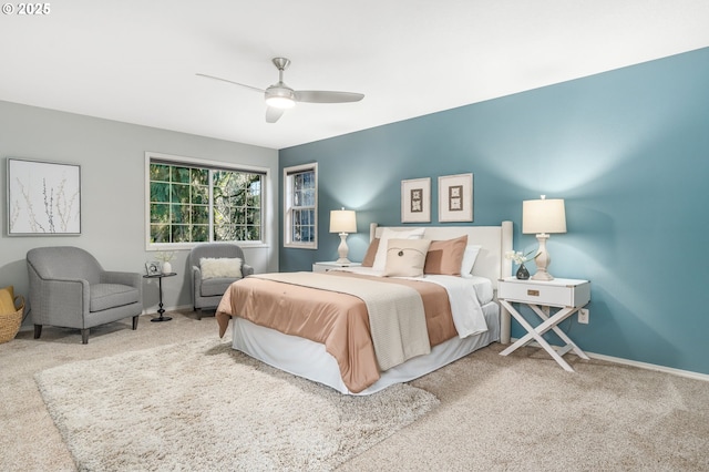 bedroom with carpet flooring and ceiling fan