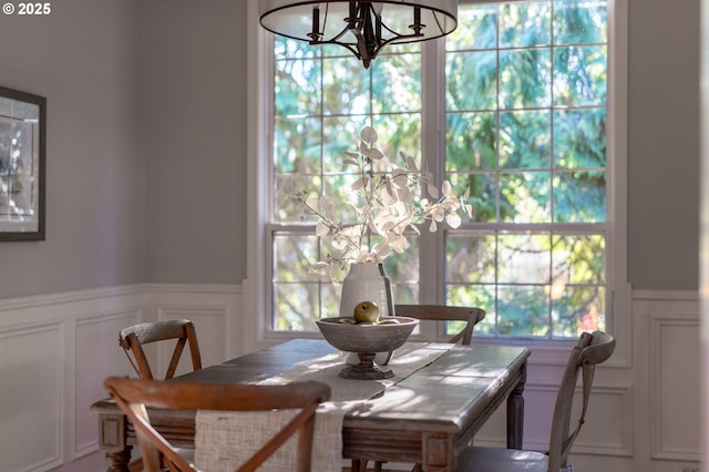 dining area with a chandelier