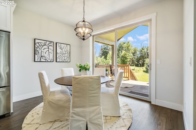31870 SE Grace St, Gresham, OR 97080 - dining space featuring a chandelier and dark wood-style flooring