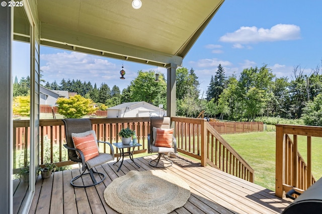 31870 SE Grace St, Gresham, OR 97080 - wooden deck with a fenced backyard and view of scattered trees