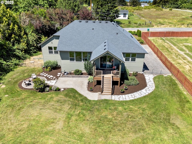 31870 SE Grace St, Gresham, OR 97080 - back of house with a shingled roof, stairway, a patio area, and a fenced backyard