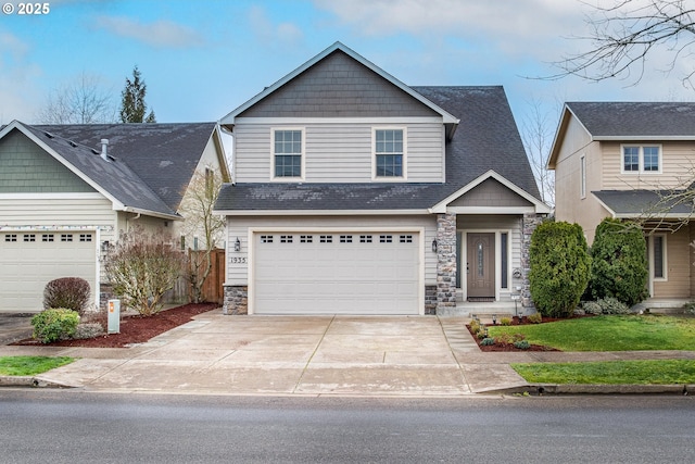 craftsman-style home with a garage