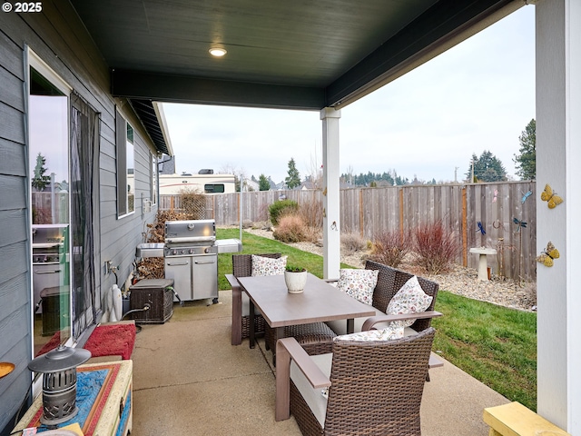 view of patio with area for grilling