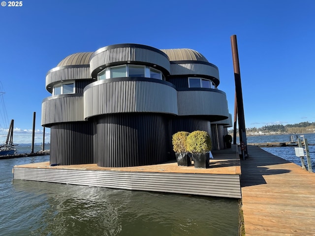 exterior space featuring a water view