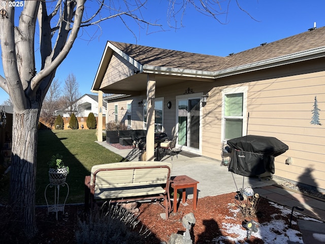 exterior space with outdoor lounge area and a patio