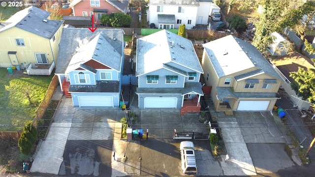 bird's eye view with a residential view