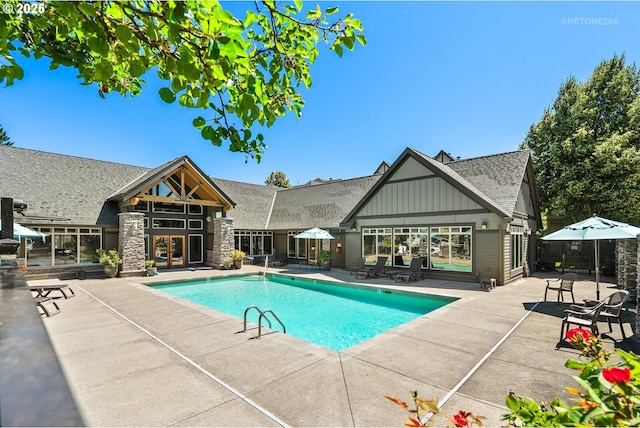 7869 NE Rockne Way, Hillsboro, OR 97006 - swimming pool featuring french doors and a patio