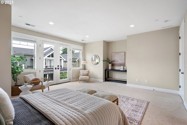 3935 NW 75th Ave, Camas, WA 98607 - bedroom with french doors, access to outside, light colored carpet, and recessed lighting