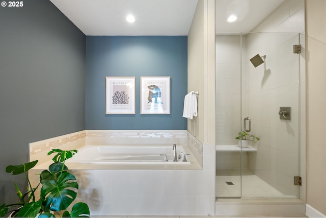 3935 NW 75th Ave, Camas, WA 98607 - bathroom with a garden tub, a stall shower, and recessed lighting