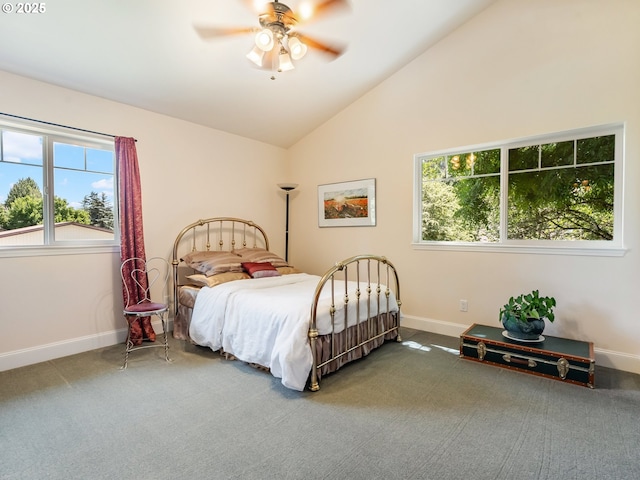 15700 SW Division St, Beaverton, OR 97007 - carpeted bedroom featuring vaulted ceiling and ceiling fan