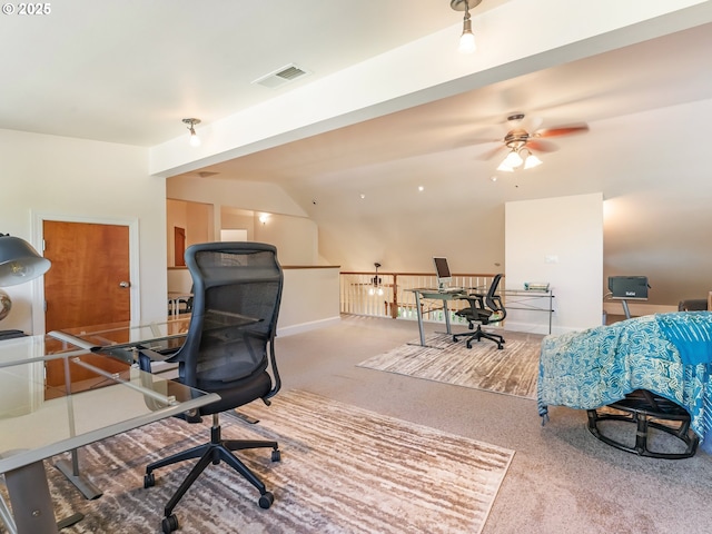 15700 SW Division St, Beaverton, OR 97007 - carpeted office space featuring a ceiling fan and lofted ceiling
