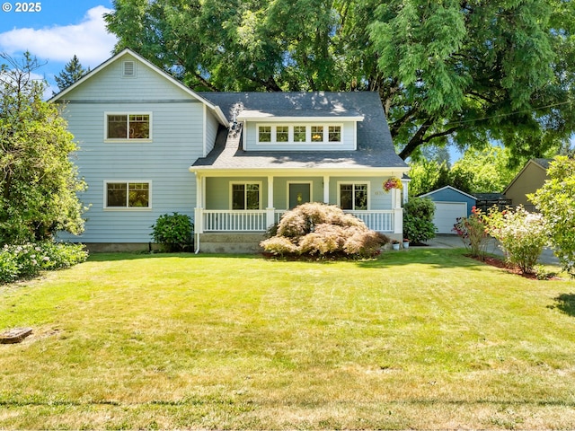 15700 SW Division St, Beaverton, OR 97007 - view of front of house featuring a porch, a front lawn, and a shingled roof