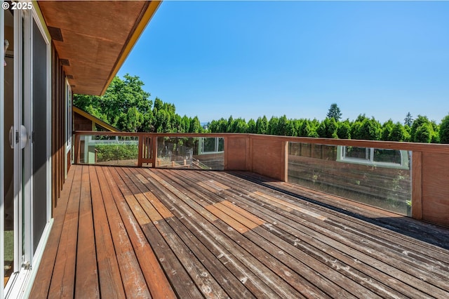 32813 NW Peak Rd, Scappoose, OR 97056 - wooden deck with view of wooded area