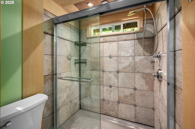 32813 NW Peak Rd, Scappoose, OR 97056 - bathroom with toilet and a shower stall