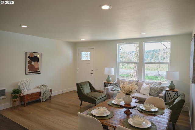 46412 Lyons Mill City Dr, Lyons, OR 97358 - living area with wood finished floors, baseboards, and recessed lighting