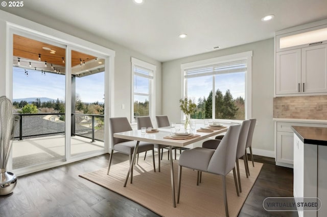 1730 N 12th St, Washougal, WA 98671 - dining room with dark wood finished floors, recessed lighting, and baseboards