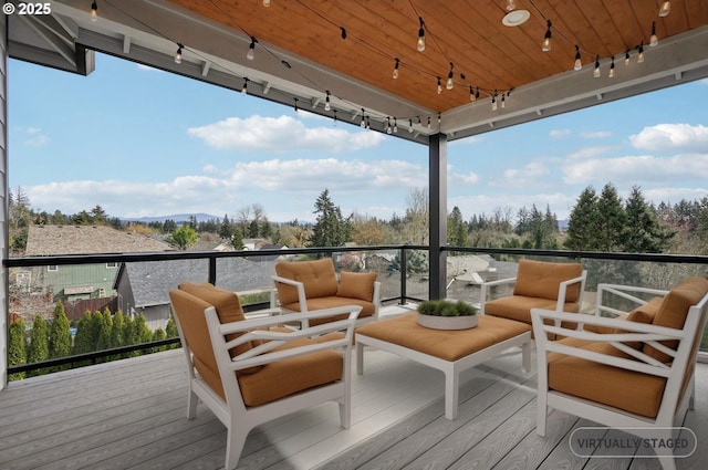 1730 N 12th St, Washougal, WA 98671 - wooden terrace with an outdoor living space and a mountain view