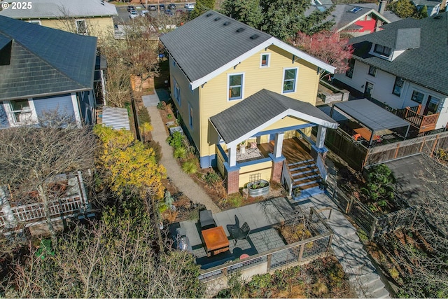 bird's eye view with a residential view