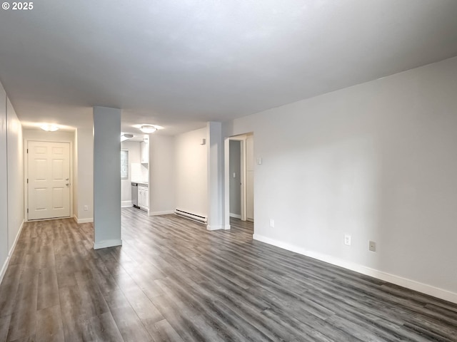 12642 NW Barnes Rd Unit 10, Portland, OR 97229 - unfurnished living room featuring dark wood-type flooring and a baseboard heating unit