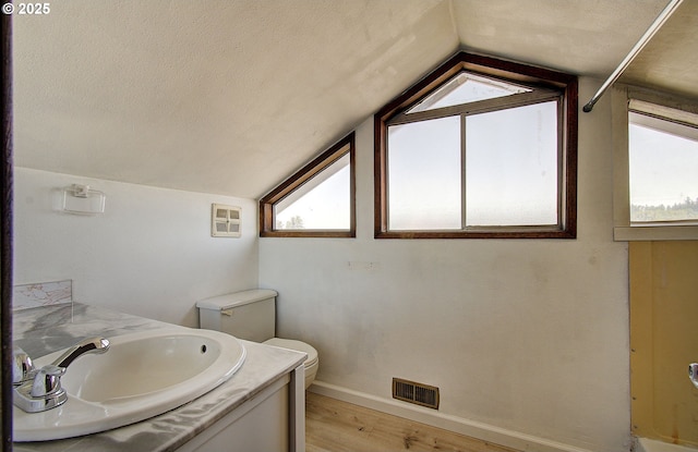 8400 Cason Rd, Gladstone, OR 97027 - bathroom featuring vaulted ceiling, wood finished floors, and vanity