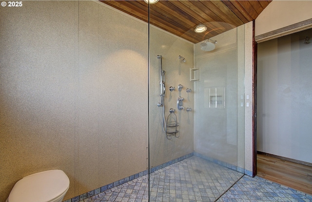8400 Cason Rd, Gladstone, OR 97027 - full bathroom with wooden ceiling, walk in shower, and tile patterned floors